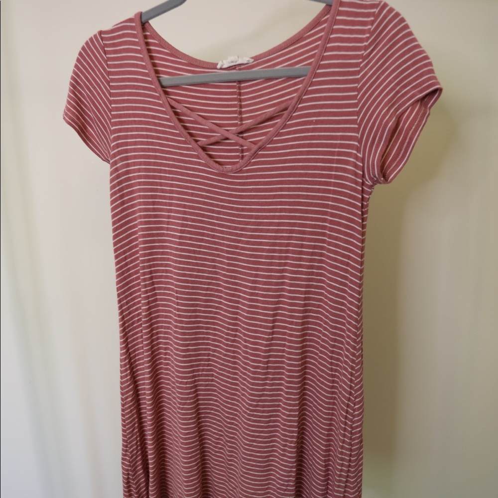 Pink striped dress with cross strings